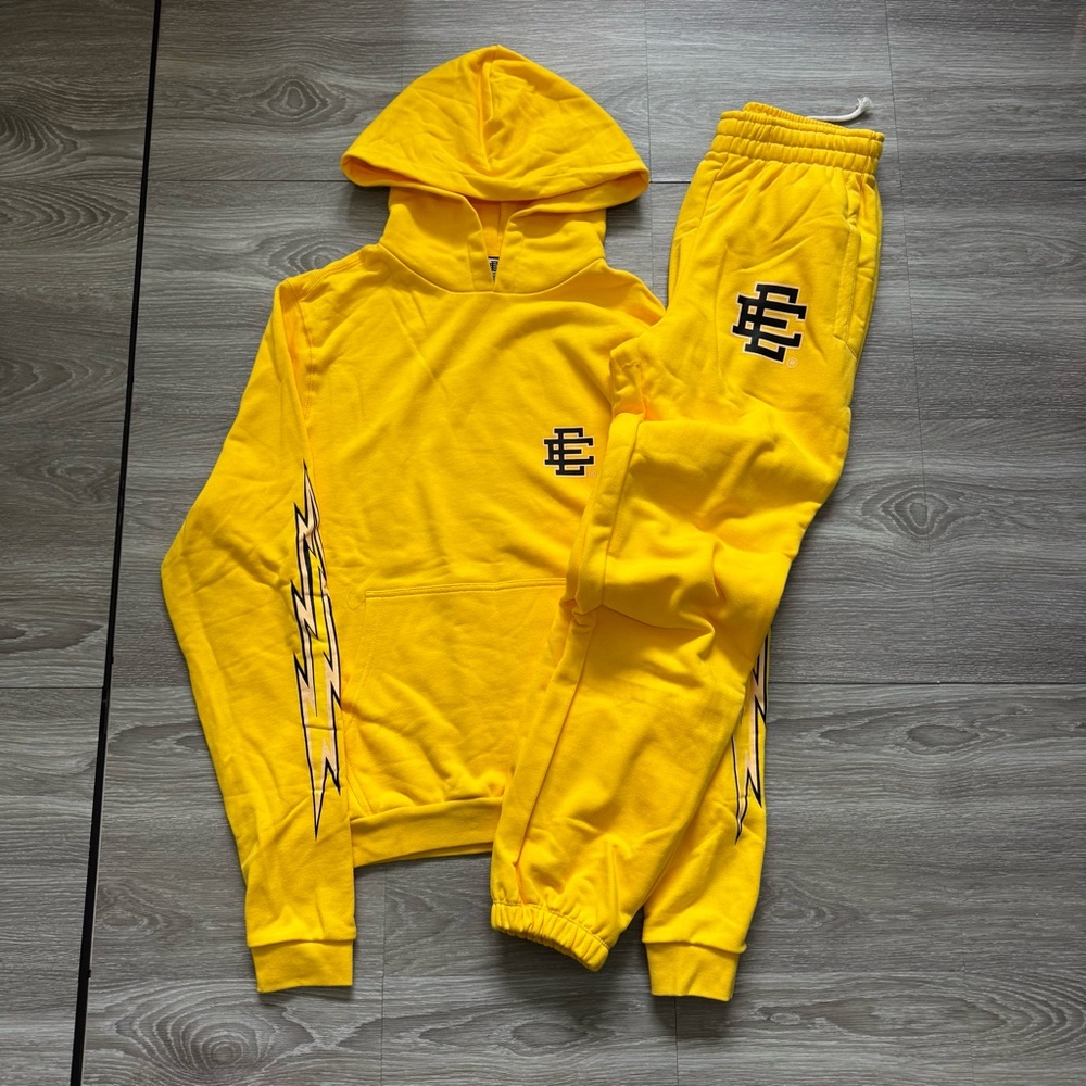 Eric Emanuel EE Basic Hoodie & Sweatpants Set Yellow Size L New